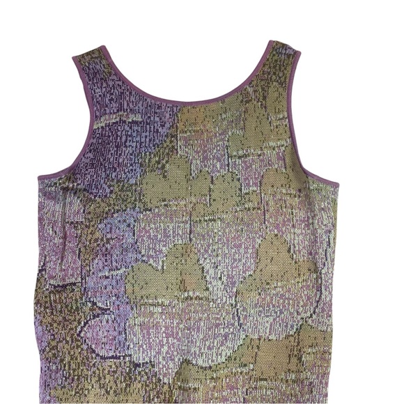 Peruvian Connection Dress Women Sz M Maxi Knit Purple Green Side Slit PimaCotton - Picture 10 of 12